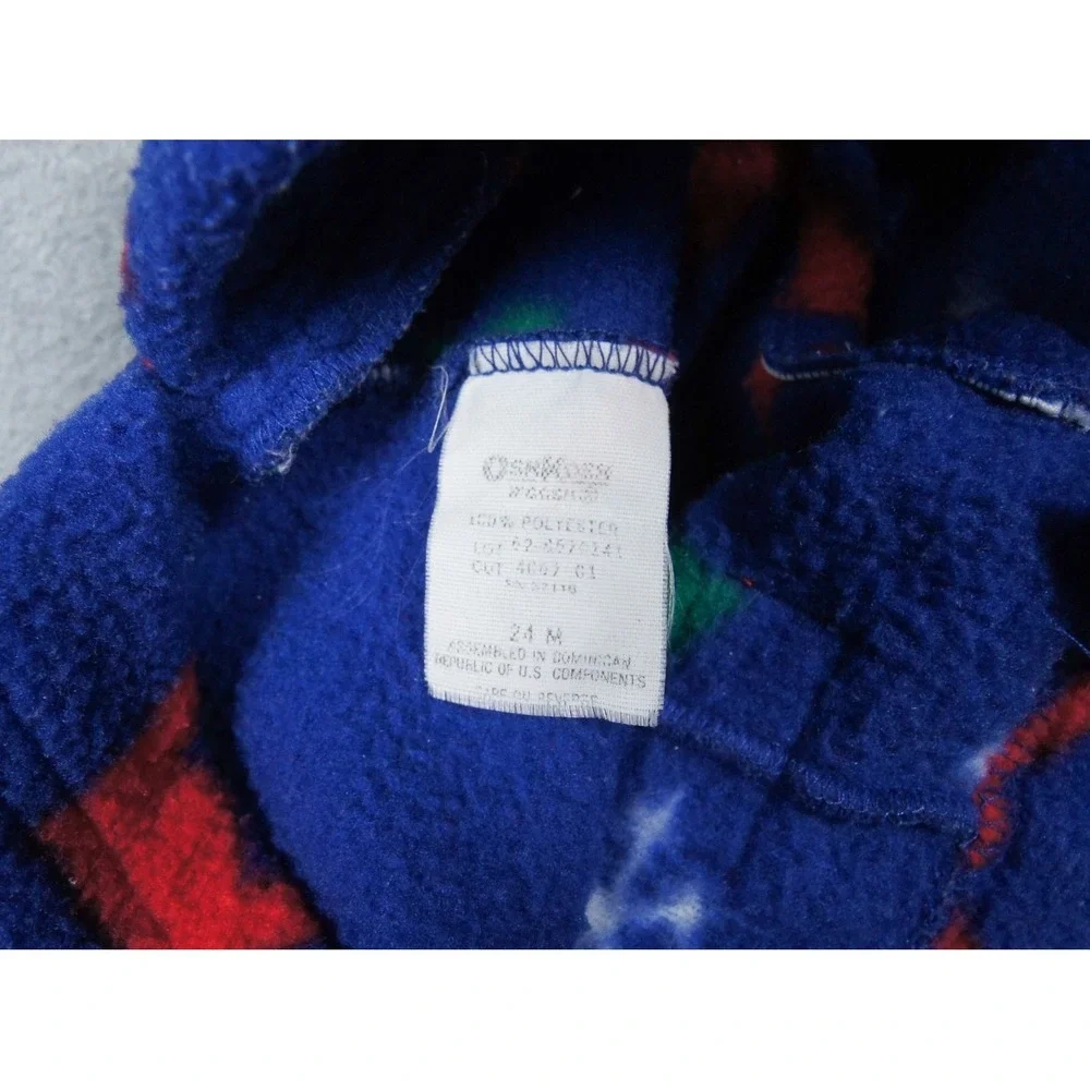 Vintage Baby Bgosh Overalls Kids 24M Blue Fleece Christmas Snowflake OshKosh